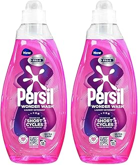 Wonder Wash Liquid Detergent Stain Removal Designed for Shortest Cycles Even in 15 Minutes Fast Acting Formula with PRO-S Technology 55 Washes 1.485 Litre (Pack of 2, Ultra Care)