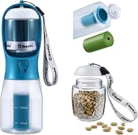 Vista 26 de Botella de agua para perros con contenedor de alimentos y soporte para bolsa de excrementos, cuenco de agua de viaje, dispensador portátil