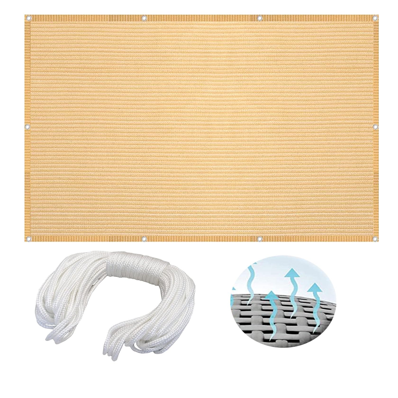 Voile d'ombrage 3.8x5m protection UV 95% pour un été frais au jardin sable