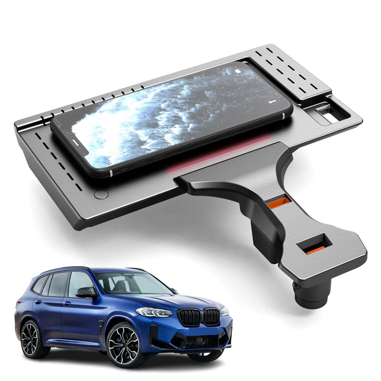 Bezprzewodowa ładowarka Samochodowa do BMW X3/X3M/X4/X4M 2019-2022,Stacja Szybkiego ładowania Telefonu O Mocy 15W Z Podwójnym Portem USB, dla Dowolne Telefony z Obsługą QI (czarny)