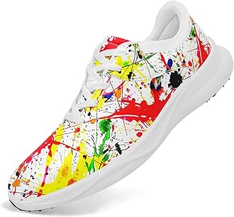 Spikeless Golf Shoes for Men, Women's Breathable Abstract Art Non-Slip Sports Walking Shoes with Air-Outer Golf Sneakers