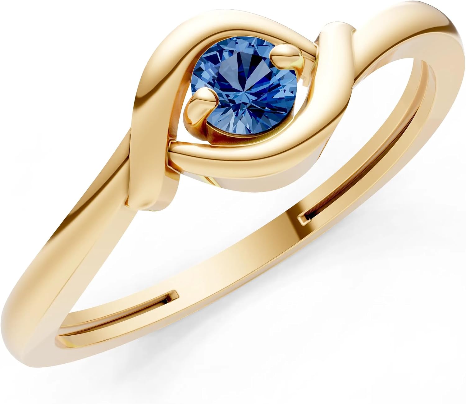 PEORA Round Cut London Blue Topaz Stackable Band Available in Solid 10K, 14K or 18K Ring – White, Yellow or Rose Gold