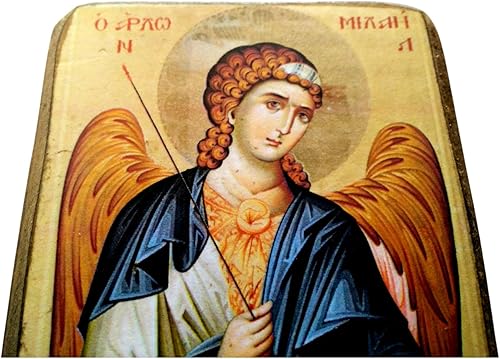 Miniatura 3 de Icono de madera griego cristiano ortodoxo madera del arcángel Miguel  A0