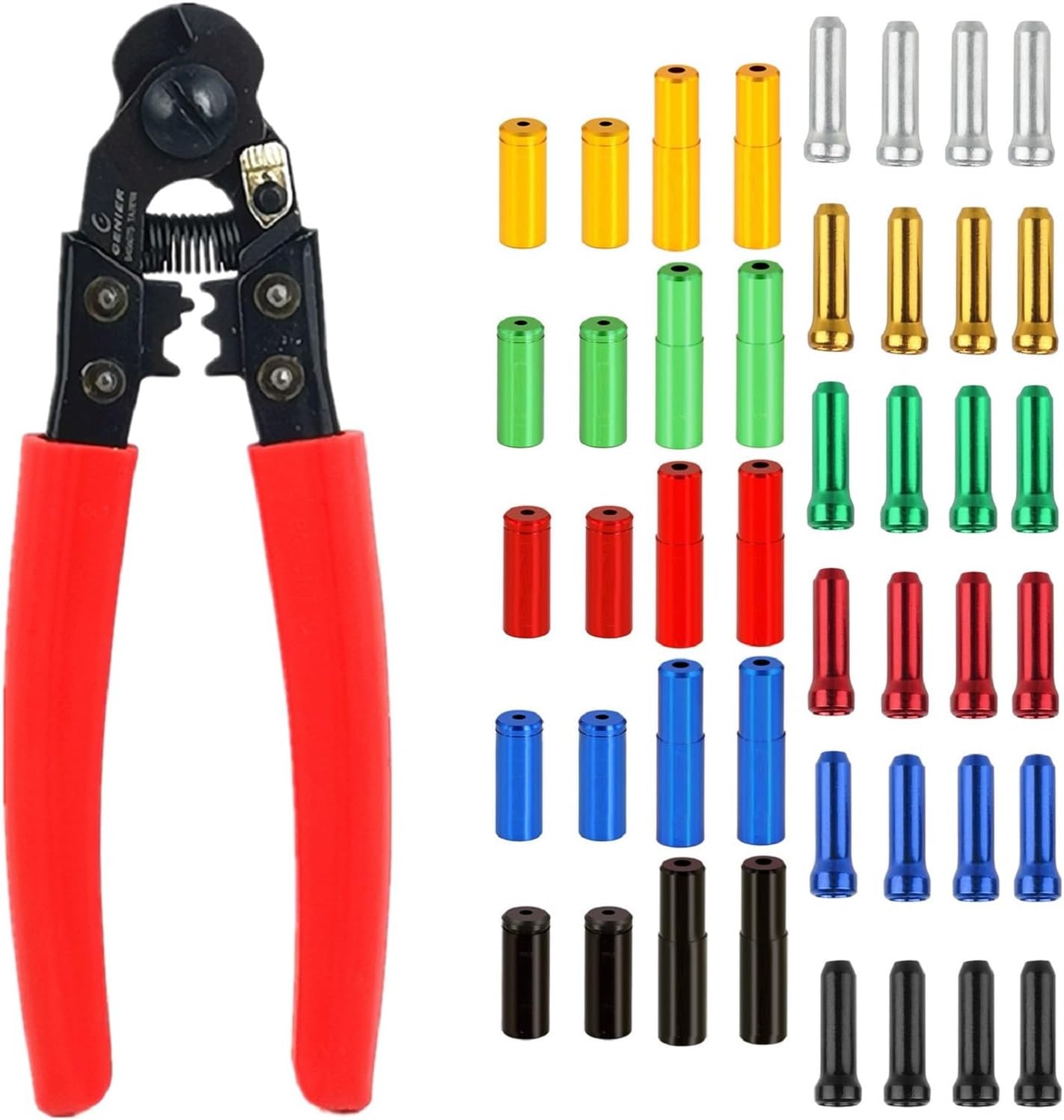 ACCUFINE 5 in 1 Bike Cable Cutter and Crimper Bike Cable Housing Cutter and Crimper with End Caps Colored