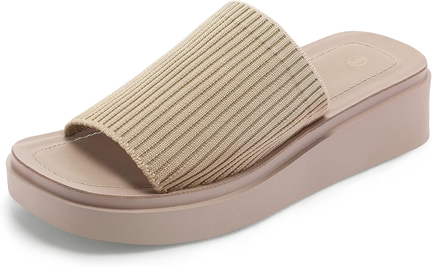 mysoft Women's Platform Sandals Slip On Comfortable Knit Slide Sandals