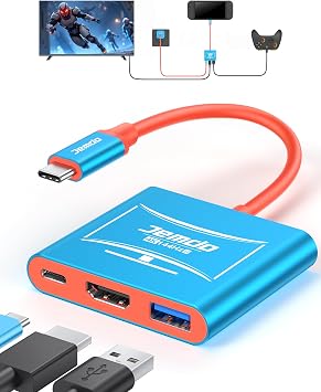 JEMDO Switch 2 TV Docking Station V22.0.0 Upgrade, 4K 144Hz HDMI 2.1 Adapter with 48Gbps Output, PD 100W & USB 3.2 Port, Portable Compact Travel Dock Compatible with Nintendo Switch 2/OLED/2017