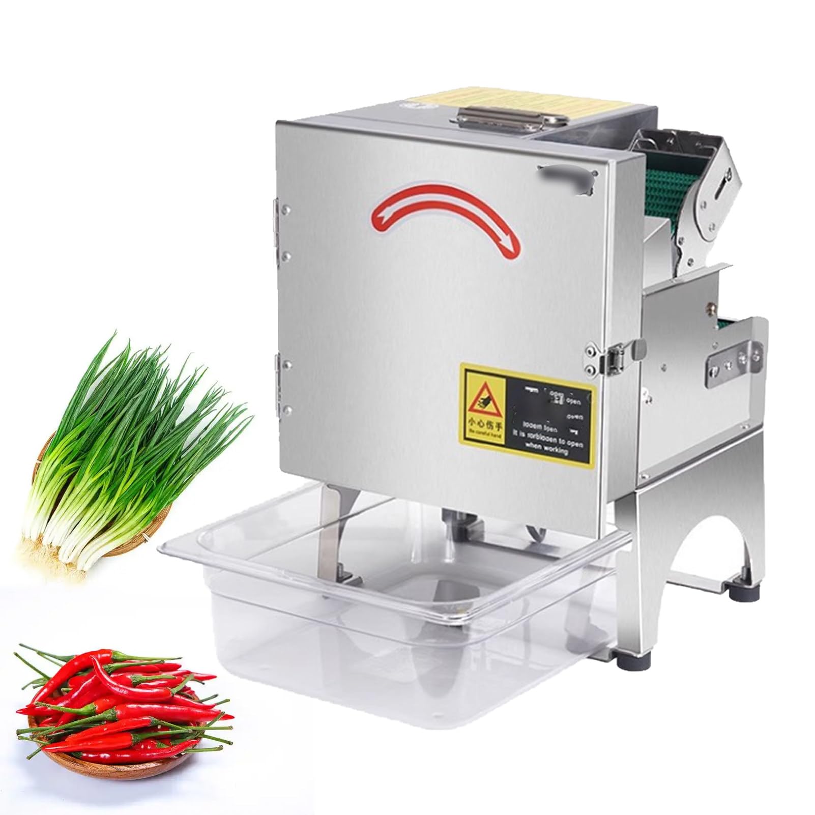 Ofyphth Electric Vegetable Cutter, 200W Commercial Scallion Slicer & Spring Onion Chopper, 700BPM Adjustable Leek Cutting Machine, for Pepper, Chopped Green Onions Leeks etc. A