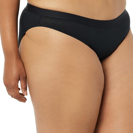 Amazon Essentials Women's Ribbed Bikini Underwear, Pack of 4