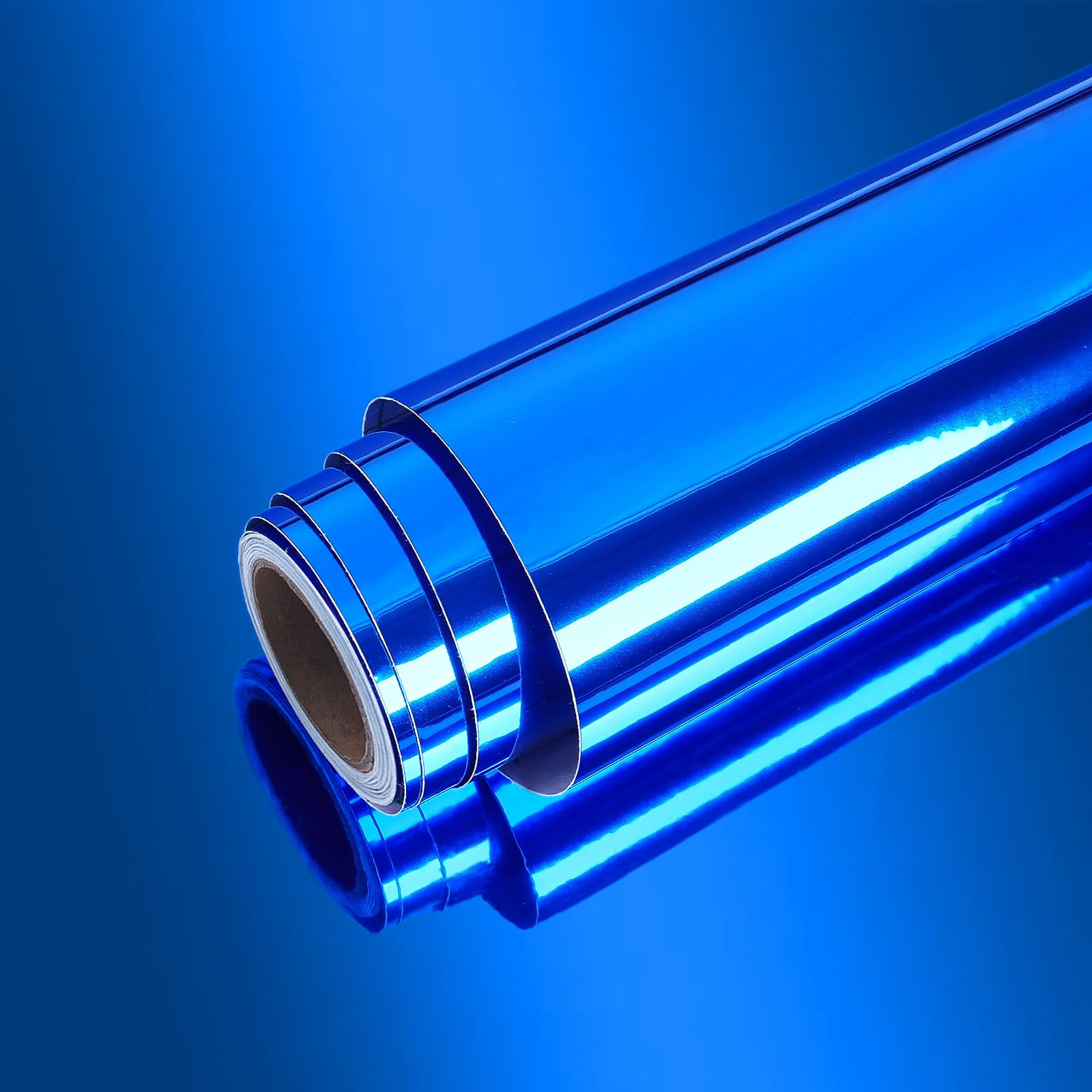 VEELIKE Glossy Non Glass Blue Mirror Vinyl Roll 15.7''x354'' Reflective Metallic Adhesive Vinyl Sticker Removable Peel and Stick Blue Chrome Vinyl Wrap for Crafts Home Decor Cabinets Shelves DIY