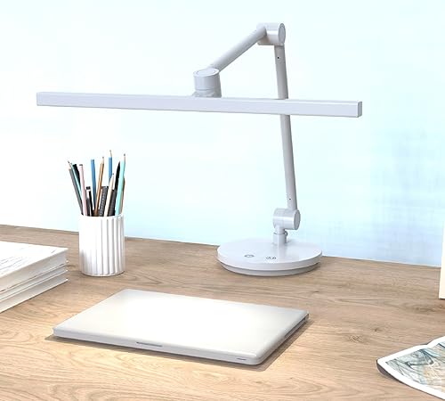 ArchDesk - Lámpara de escritorio de 18.9 pies: luz tenue, blanco cálido y frío, ajustable, antirreflejo, sensor, LED de 10 W, protección ocular,