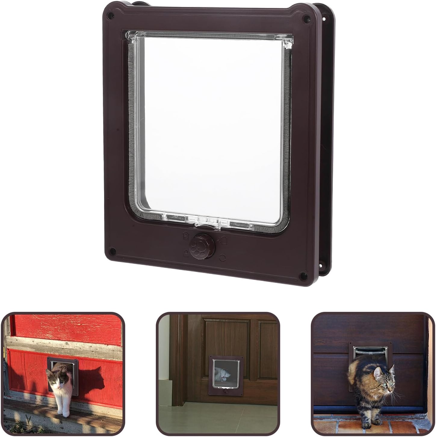 Large Abs 4-Way Locking Cat Door with Flap for Indoor and Outdoor Use, Weatherproof Pet Door Suitable for Cats and Small Dogs