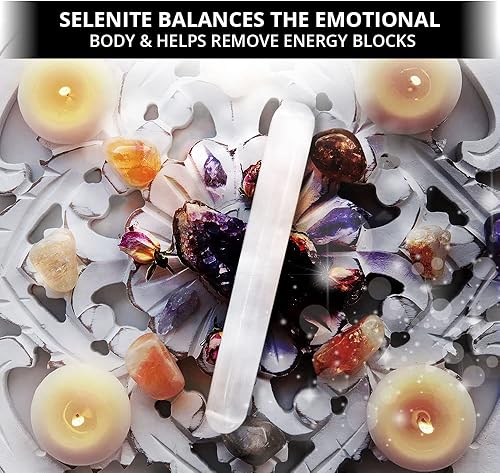 Miniatura 4 de NORTHLANDZ Varita de masaje de cristal de selenita de 6 pulgadas, cristales curativos blancos marroquíes para aliviar la ansiedad, yoga y