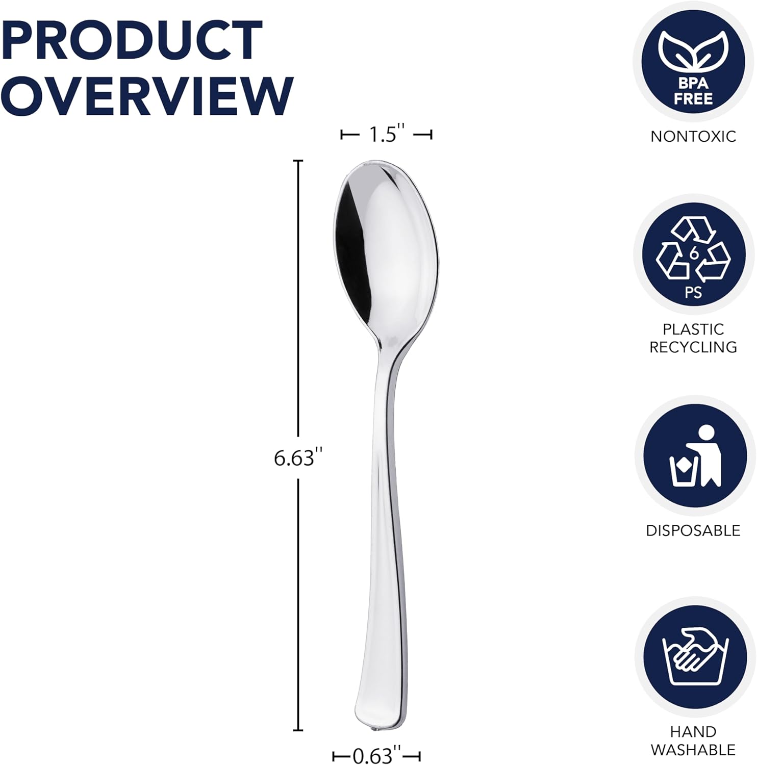 Party entials Hard Plastic Spoons, Shiny Sier