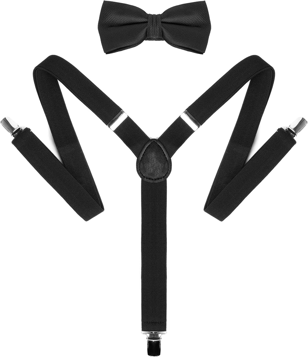 Umo Lorenzo Kids Suspender and Bowtie Sets - Adjustable Y Shape Suspenders for Boys Ages 4-12