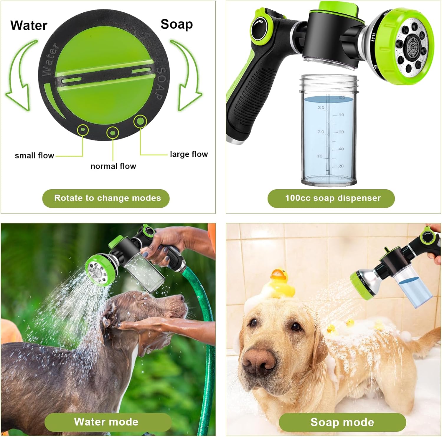 Dog Washing Hose Attachment Indoors, Dog Shower Attachment for Tub, Garden Hose Nozzle Sprayer for Car Wash and Watering