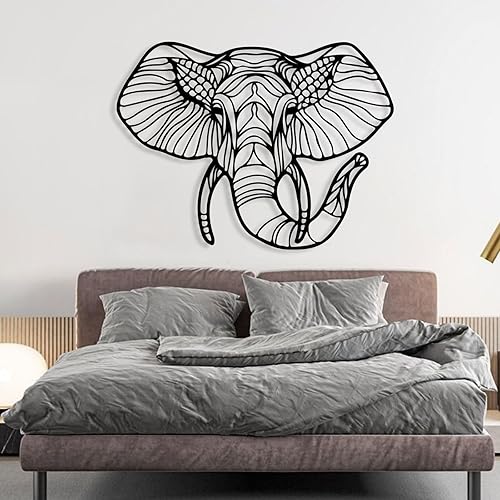 Miniatura 5 de Arte de pared de metal de elefante, decoración de pared de metal con cabeza de animal, arte de pared de metal grande, arte de pared de metal