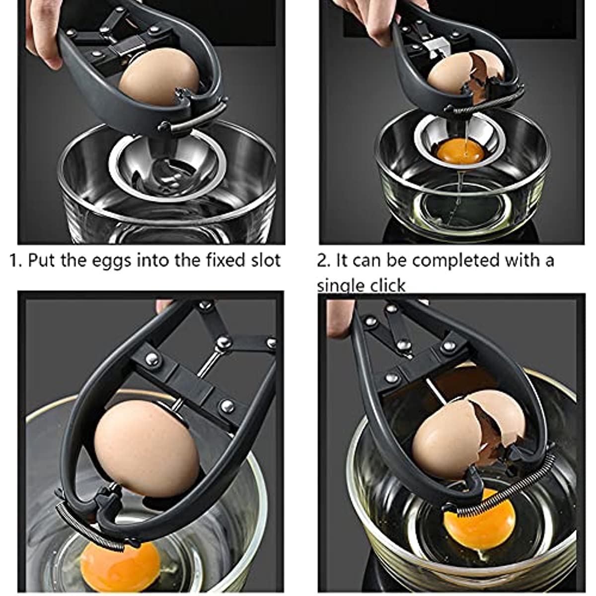 Separadores de Huevos, cáscara de Huevo de Acero Inoxidable Abre la Cabeza de riego Manual, con separadores de yema de Huevo, Herramientas de cocción de Huevos