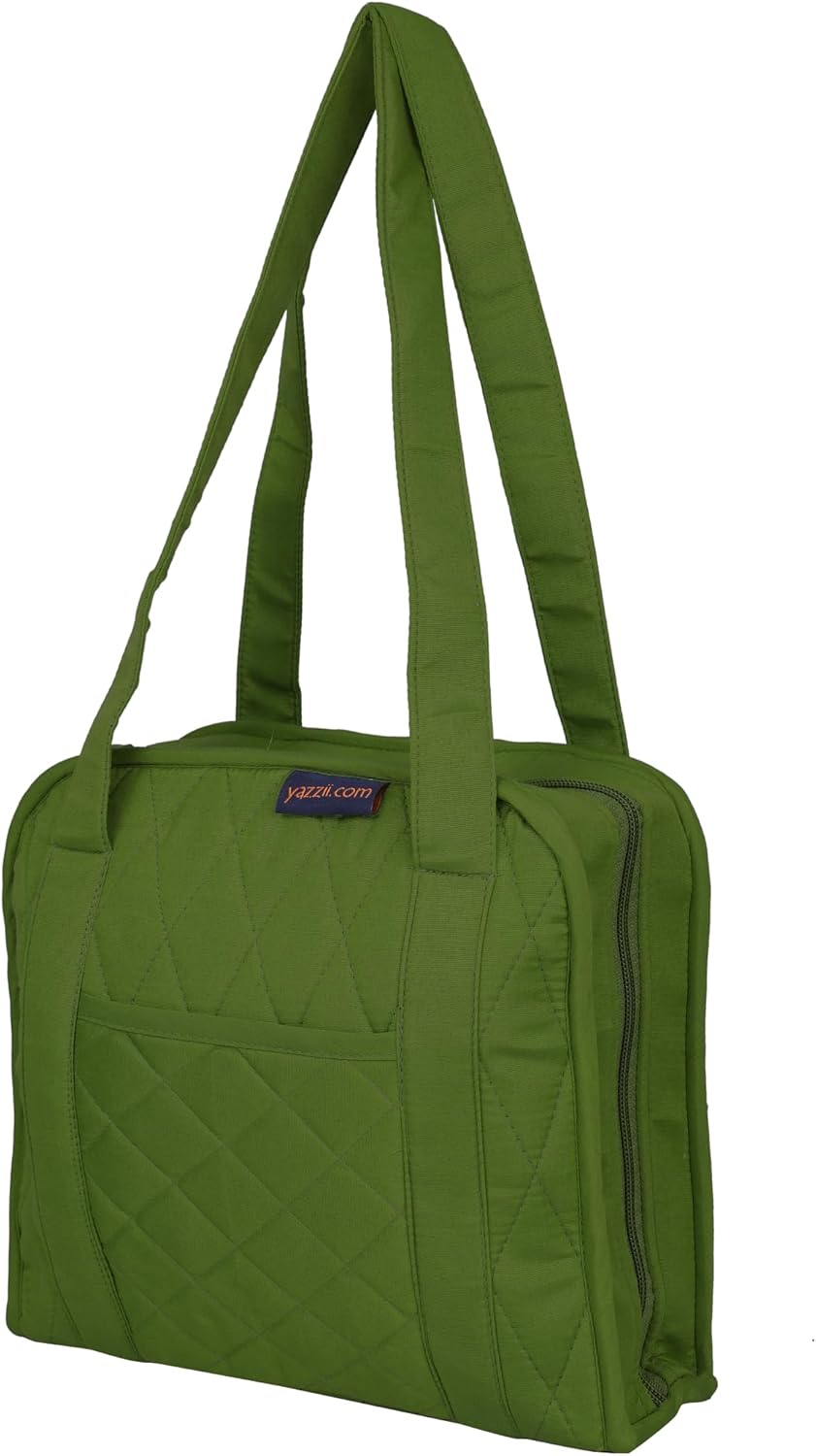 Yazzii Oval Craft Organizer Bag - Portable Organizer - Arts & Crafts Storage Bag Organizer - Multipurpose Storage Organizer for Quilting, Needlework, Knitting, Sewing, Applique & Jewelry Green