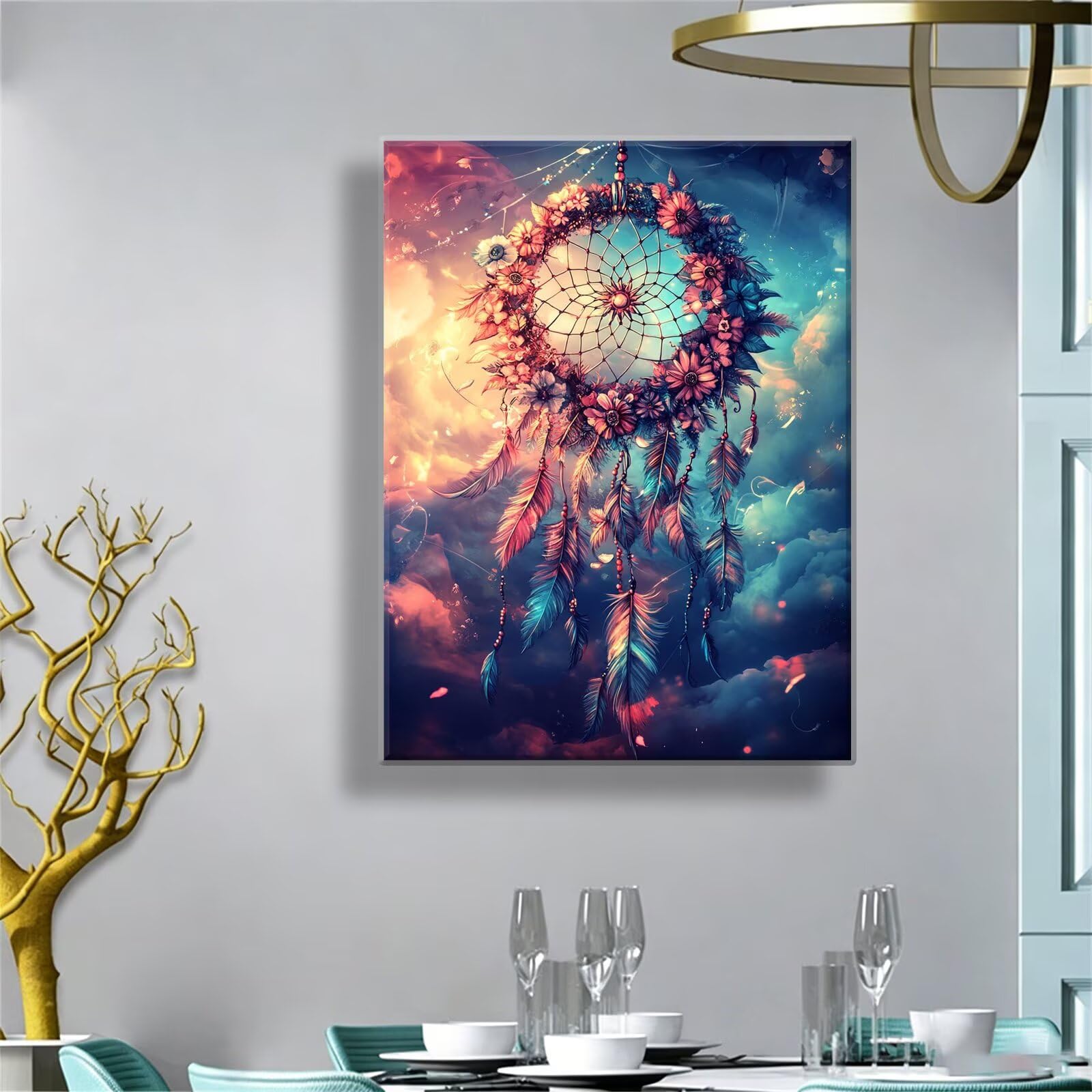Dipingere con i Numeri Adulti sogno Cacciatore di sogni, Quadri da Dipingere Numerati Fai Da Te per Principianti, Olio Pittura di Numeri Kit, Hobby Creativi Adulti, Decorazioni Casa 90x120cm Q3S-848