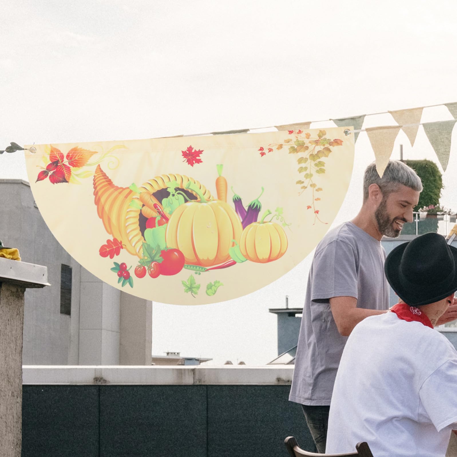 Amosfun 10stücke Gartenflaggen Für Erntedankfest Dekorative Halbkreis-flaggen Für Garten Rasen Und Terrasse Wetterfest Für Festlichkeiten Und Garten-dekoration