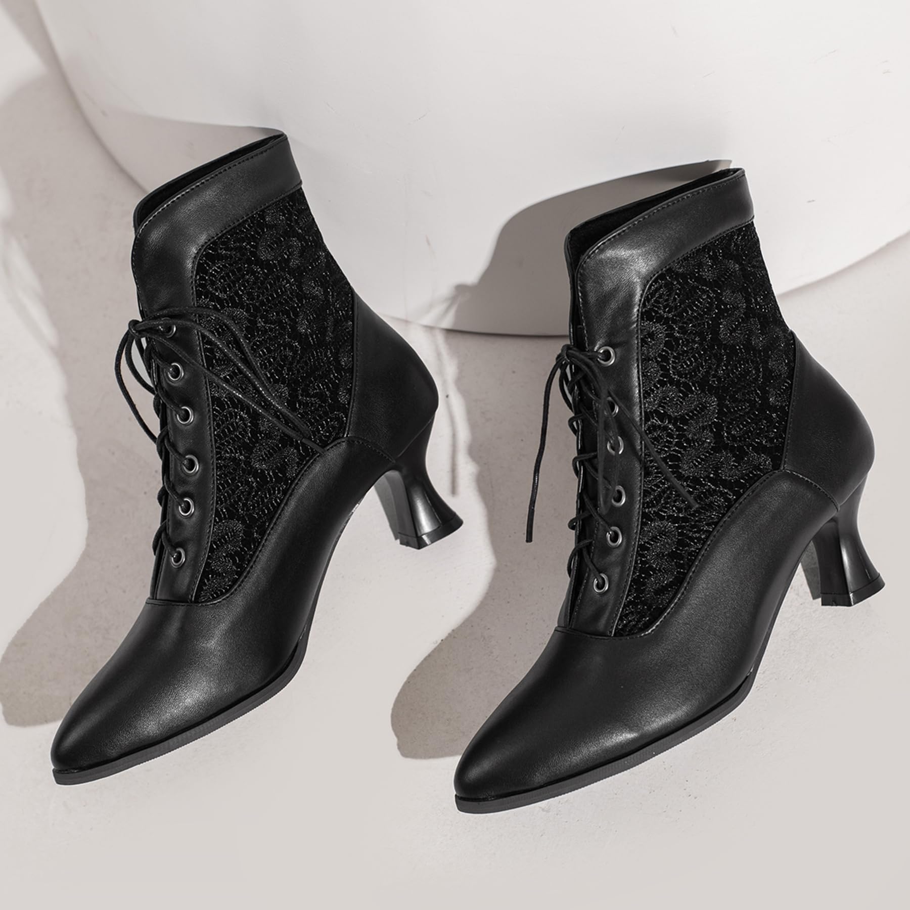 Women Vintage Victorian Boots Lace Bridal Wedding Ankle Boots