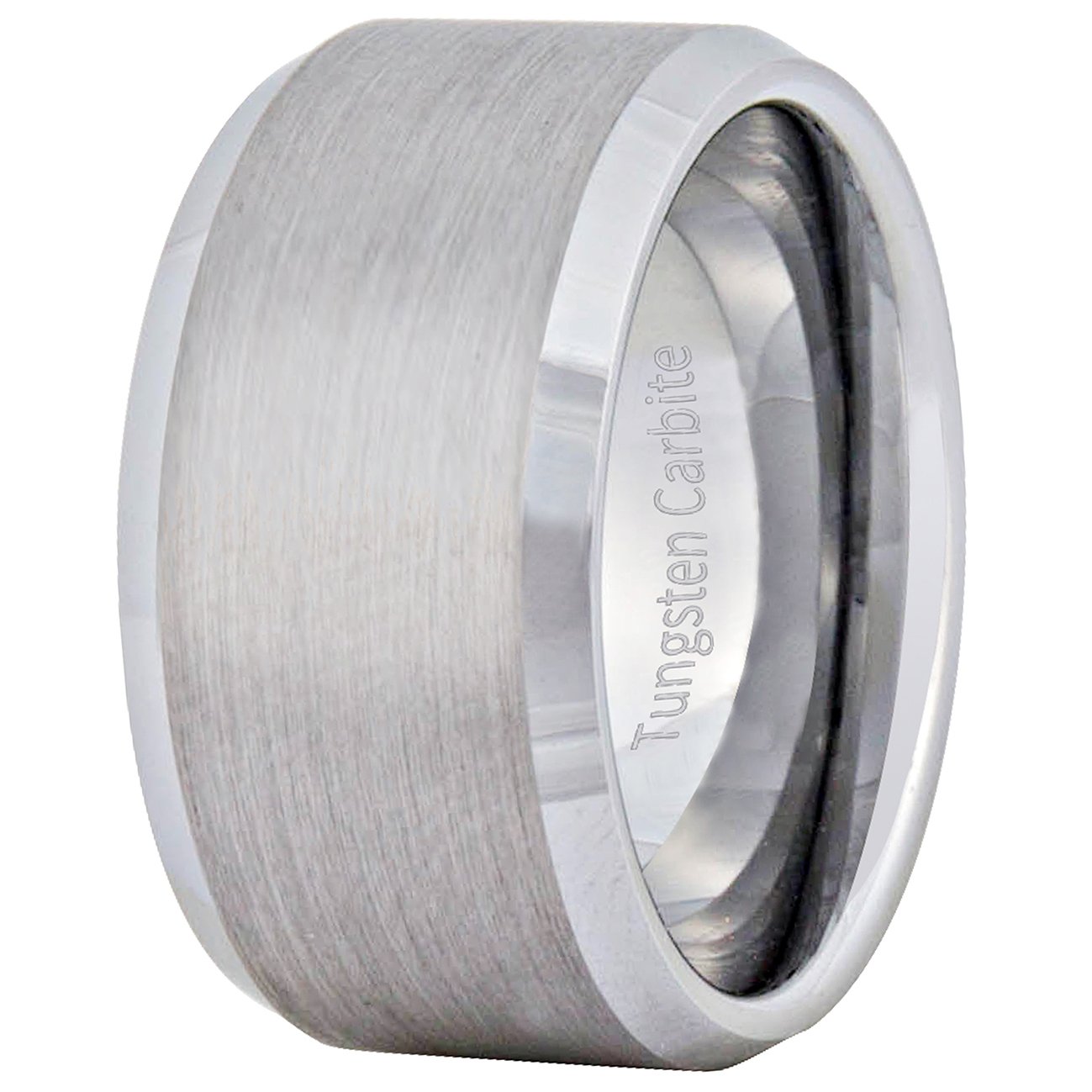 Fashion Month Mens Silver 12mm Tungsten Carbide Ring Cool Wedding Engagement Band Matte Finish Beveled Edge Comfort Fit - Review, Price and Buying Guide