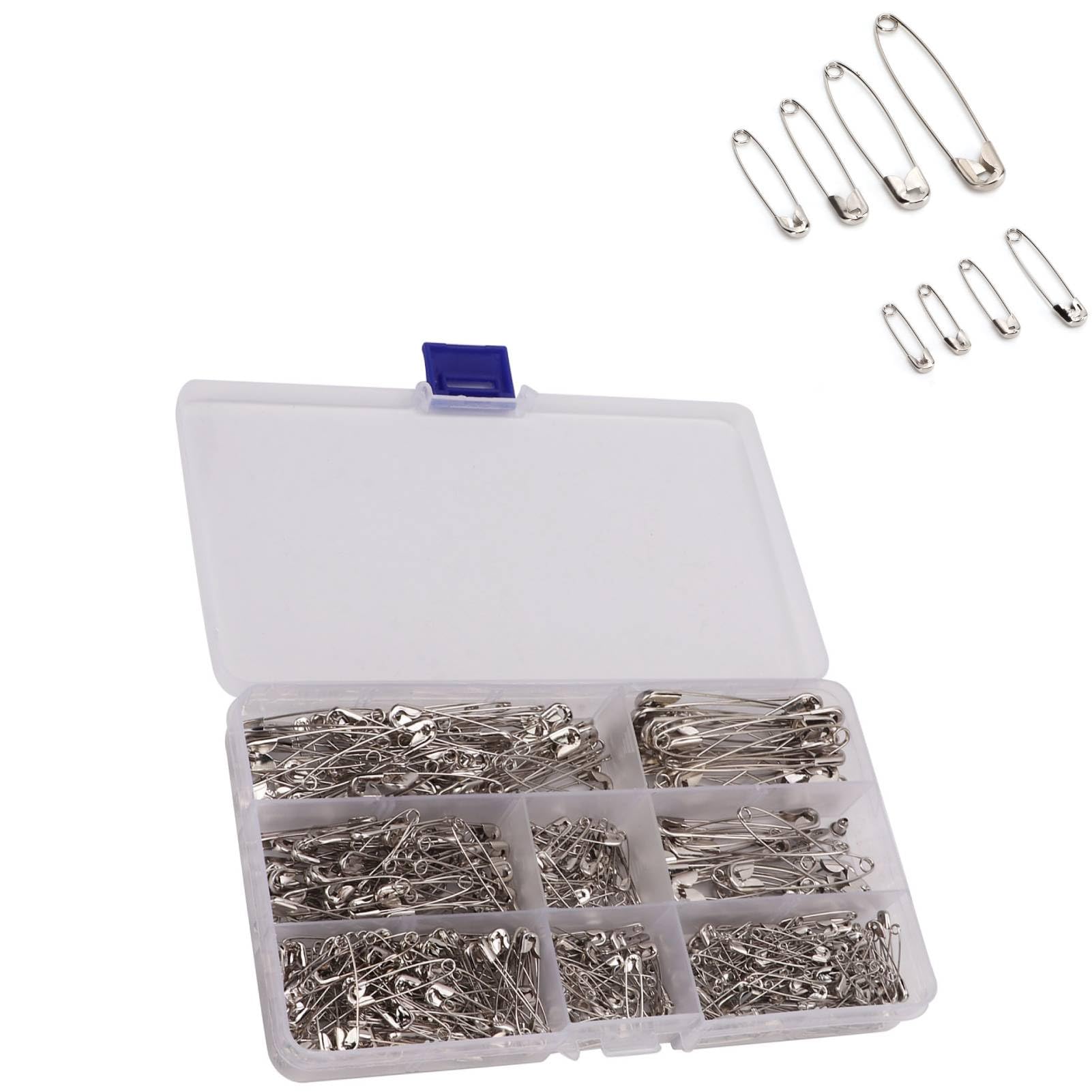 460 Pcs Safety Pins 7 Sizes, Safety Pins for Clothes, Stainless Steel Safe Multifunction Sturdy Reusable for Home Office Use Art Craft Sewing Jewelry Making