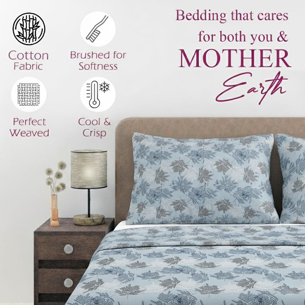 Trance Home Linen King Size Bedsheet - Ferns Paradise Blue -4 Trance Home Linen King Size Bedsheet - Ferns Paradise Blue -4