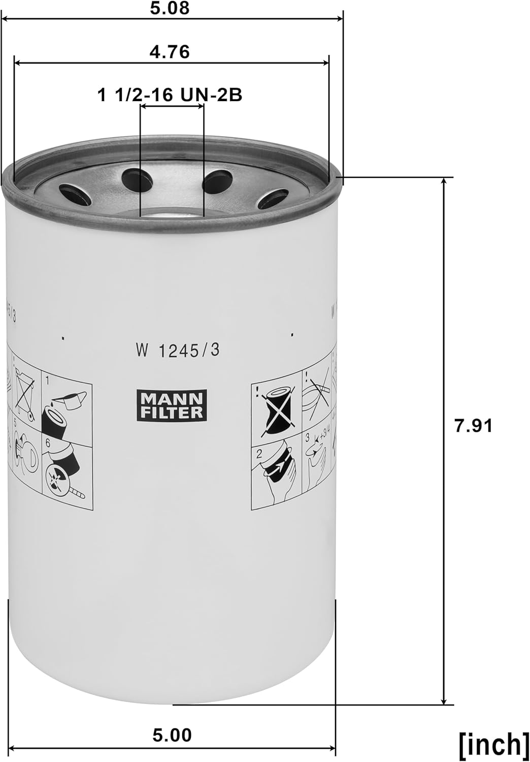MANN-FILTER W 1245/3 x Hydraulics - NON-ROAD APPLICATIONS