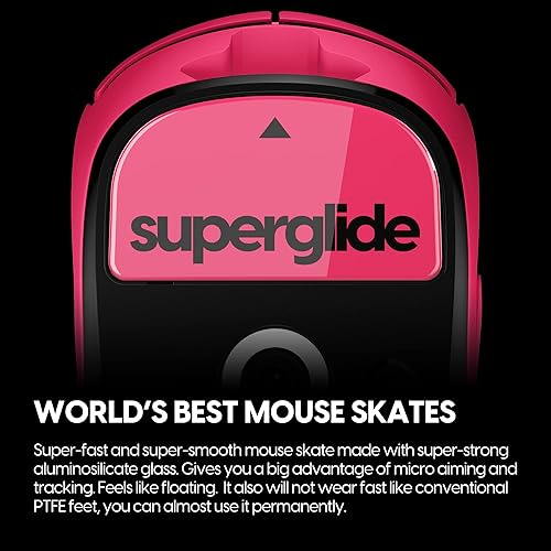 Miniatura 2 de Superglide - Patines de ratón de vidrio para Logitech G Pro X Superlight (tipo S, magenta), borde pulido, deslizamiento ultra suave, compatibles con