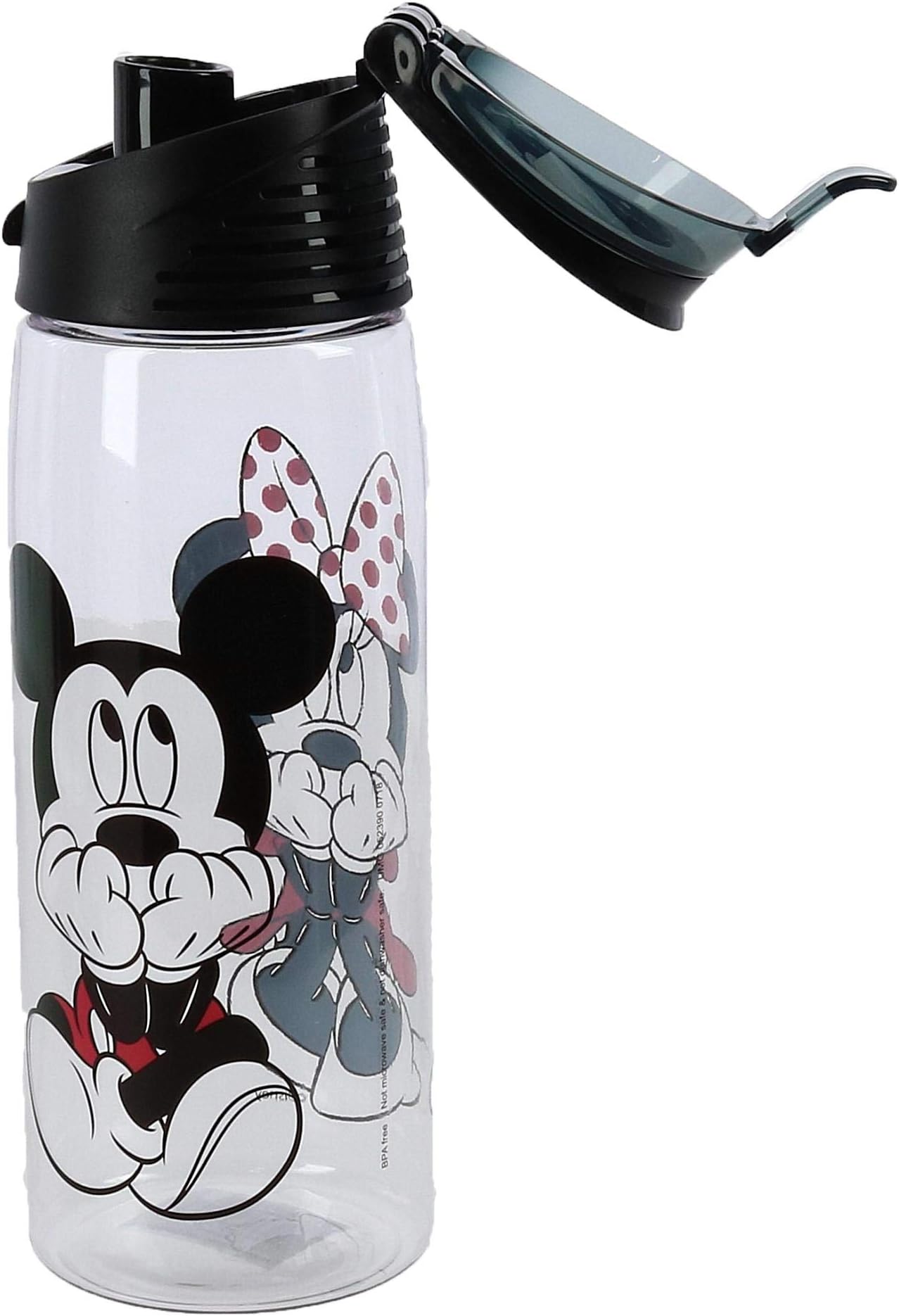 Jerry Leigh Disney Mickey and Minnie Mouse Acrylic Flip Top Water Bottle, Clear