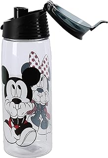 Jerry Leigh Disney Mickey and Minnie Mouse Acrylic Flip Top Water Bottle, Clear
