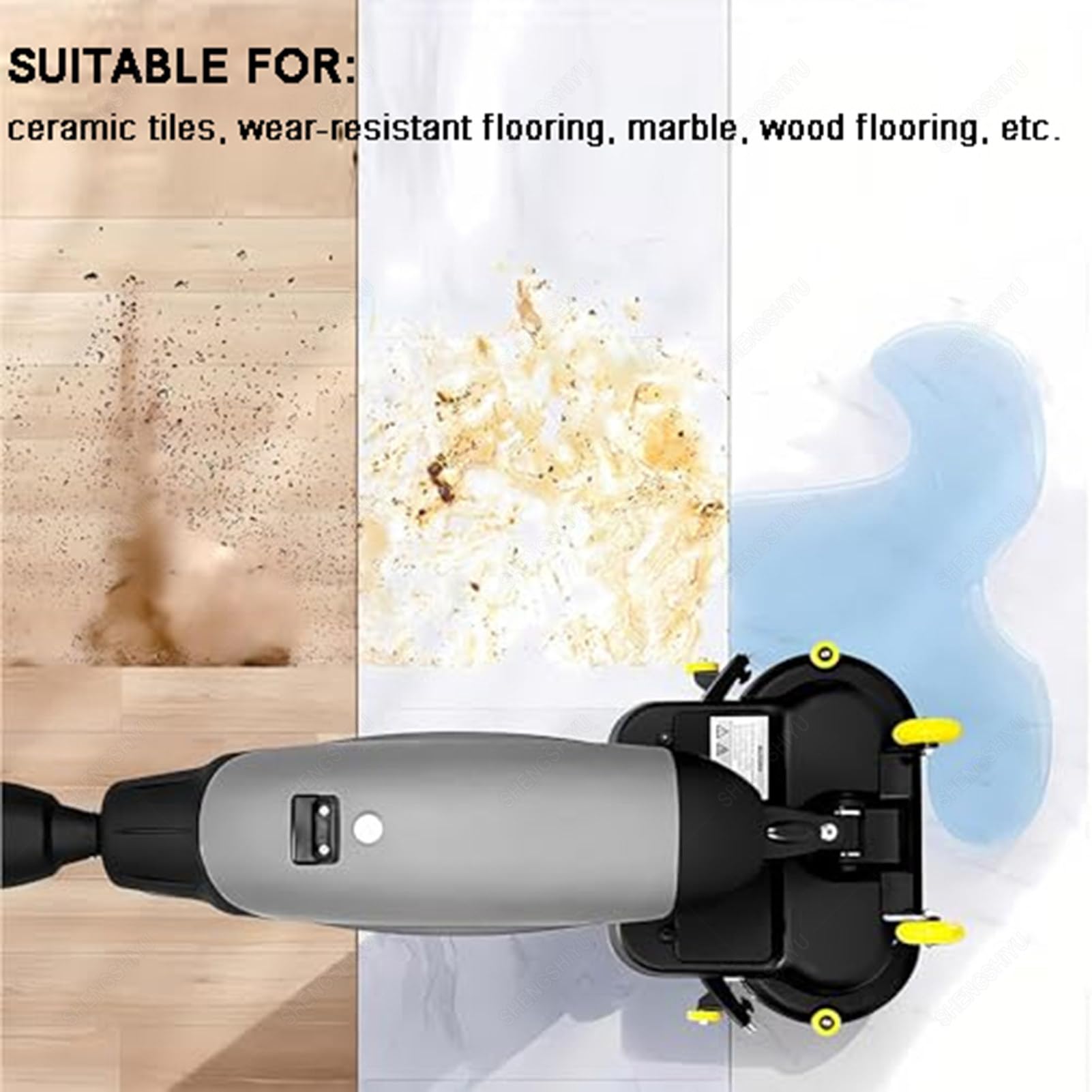 Lavasciuga Pavimenti Professionale con Pista di Pulizia da 43cm,Lucidatrice E Pulitrice per Pavimenti Multifunzione,Pulizia Profonda di Piastrelle,Pavimenti in Legno Grey