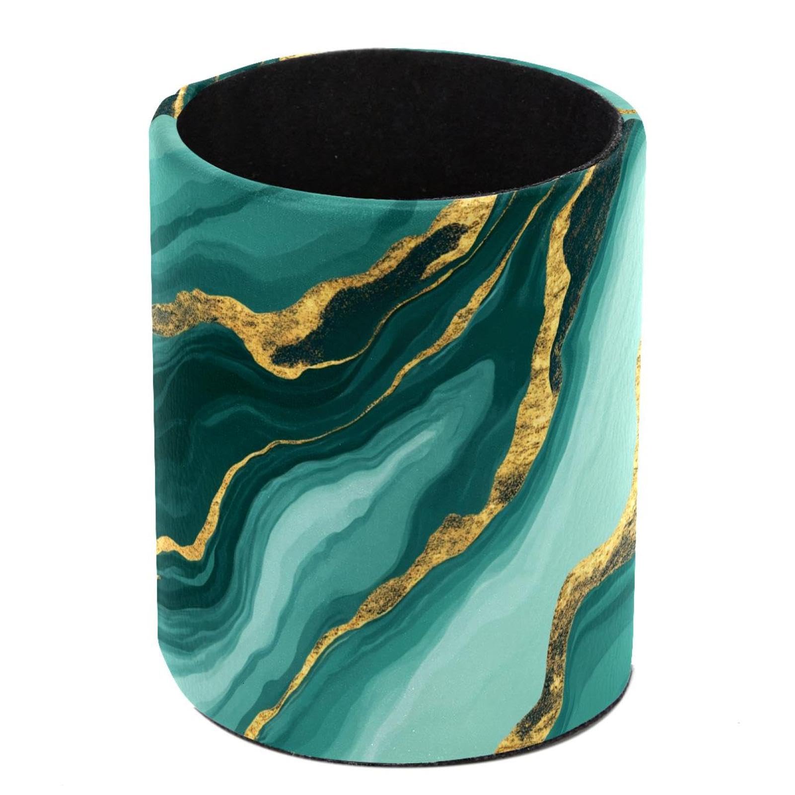 HEOEH Marble Pattern Pen Holder for Desk, PU Leather Pencil Holder Pen Cup Marker Holder Makeup Brush Holders, Desk Accessories & Workspace Organizers for Home, Office