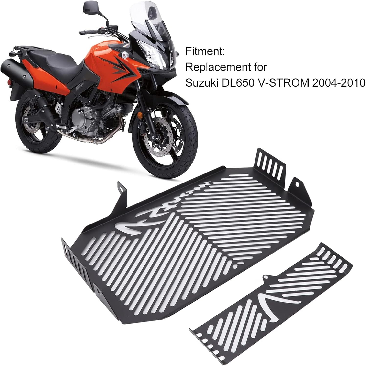 Radiator Grille Guard, Motorcycle Water Grill Cover Oil Radiator Protector Replacement for DL650 V STROM 2004 2010 (Black)
