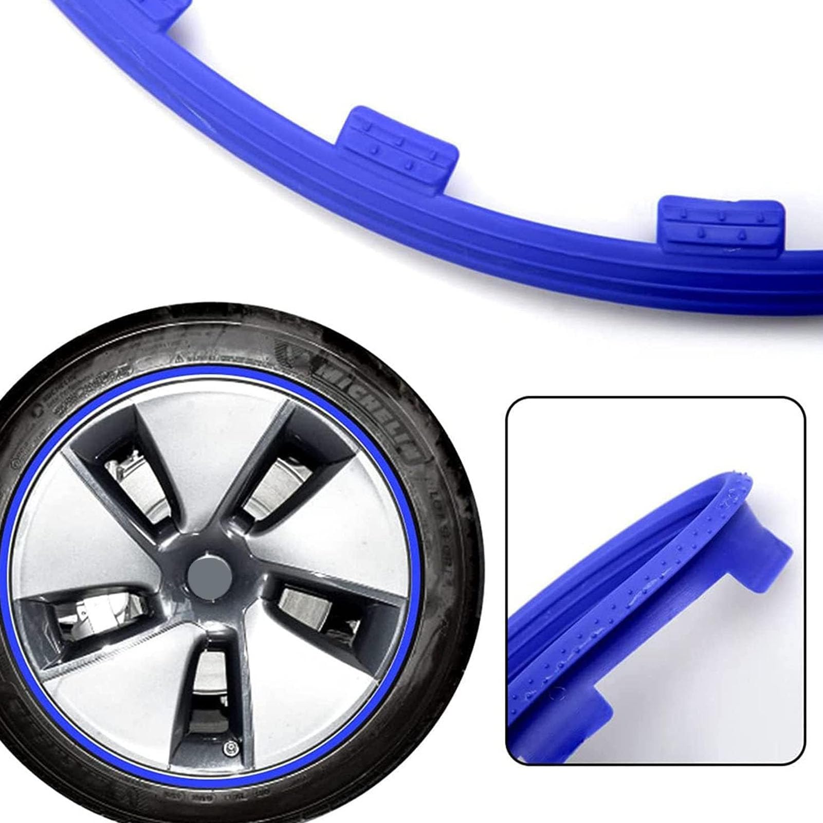 Felgenschutzring 16-20 Zoll Universal-Reifenfelgenschutz, 4er-Set Autofelgen Kantenschutz Schutzring Anti Kollisions Anti Kratz Auto Refit Zierleisten Kit(Size:16 inch,Color:White)