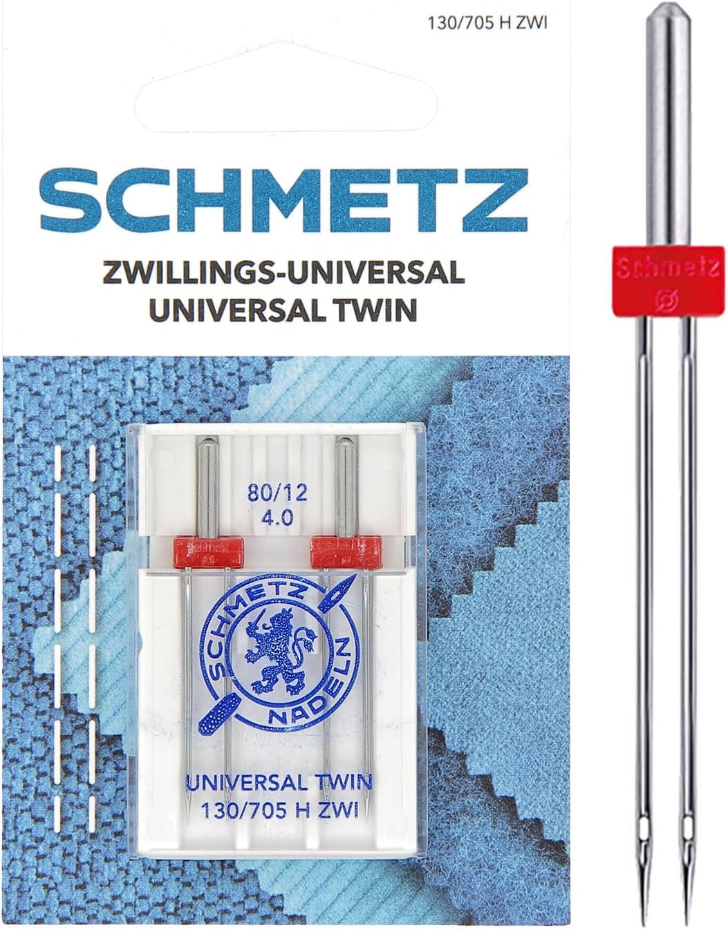 SCHMETZ | 2 Sewing Machine Needles | Universal Twin | 130/705 H ZWI 4.0 | Size 4.0/80