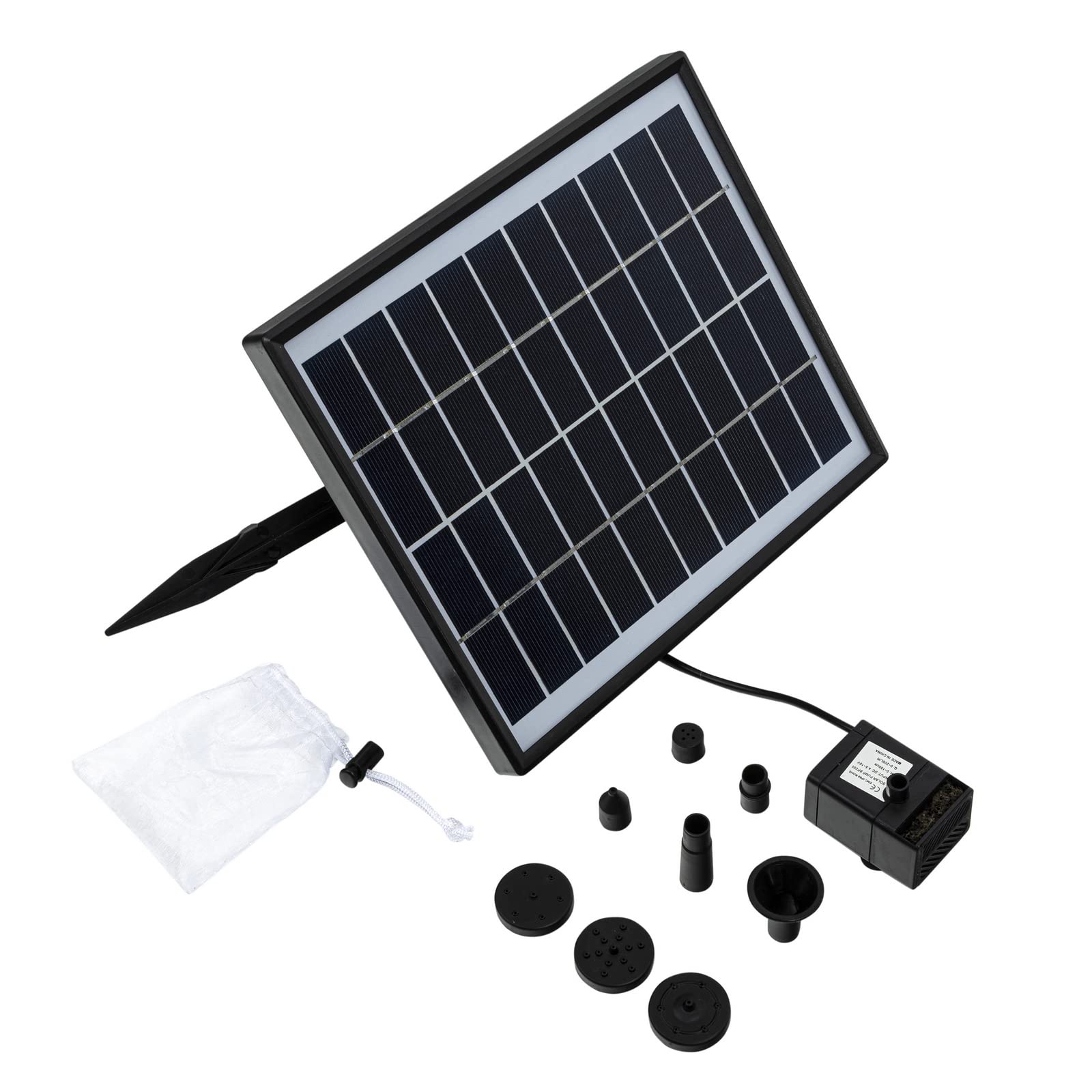 Storm's Gartenzaubereien Solar Teichpumpe mit Akkuspeicher 6,5W Solar Panel Laufzeit ohne Sonne 4-5 Stunden