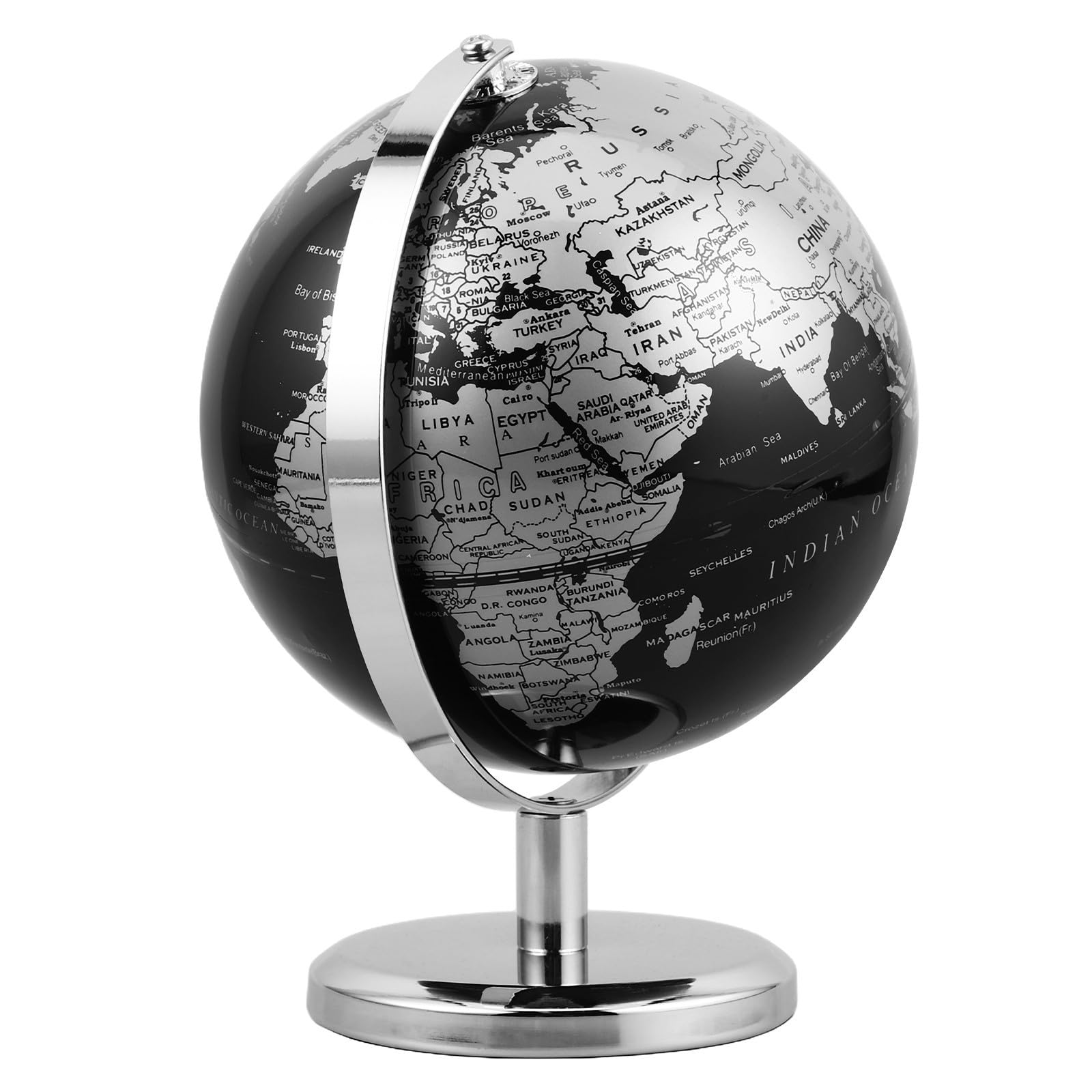 Mini globe décoratif vintage SHINEOFI en métal noir lisse ornement de table élégant