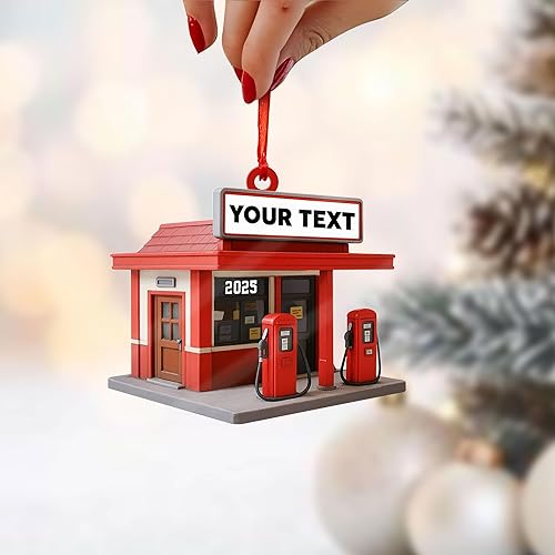 Miniatura 6 de Adorno de Navidad personalizado con bomba de gas, decoración retro personalizada para árbol de vacaciones, recuerdo único para trabajadores de