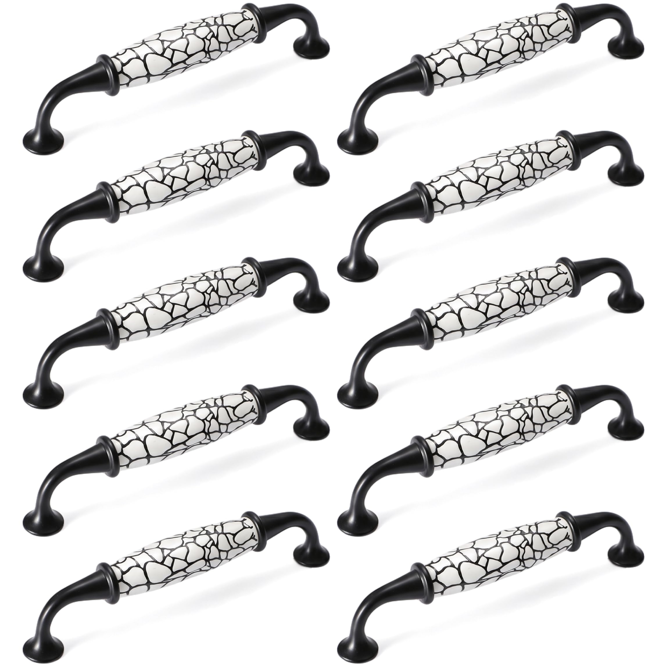 Tiradores de cajones de cerámica de 5 pulgadas con elegante diseño decorativo en relieve