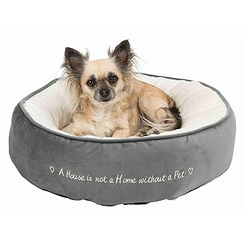 Trixie: - Pet's Home Bed | Round Shaped Dog Bed | Made with Soft Cushion with Attractive Colour, Gives Peaceful and Luxurious Rest Time for Your Pet - 50 cm, (Grey/Cream)