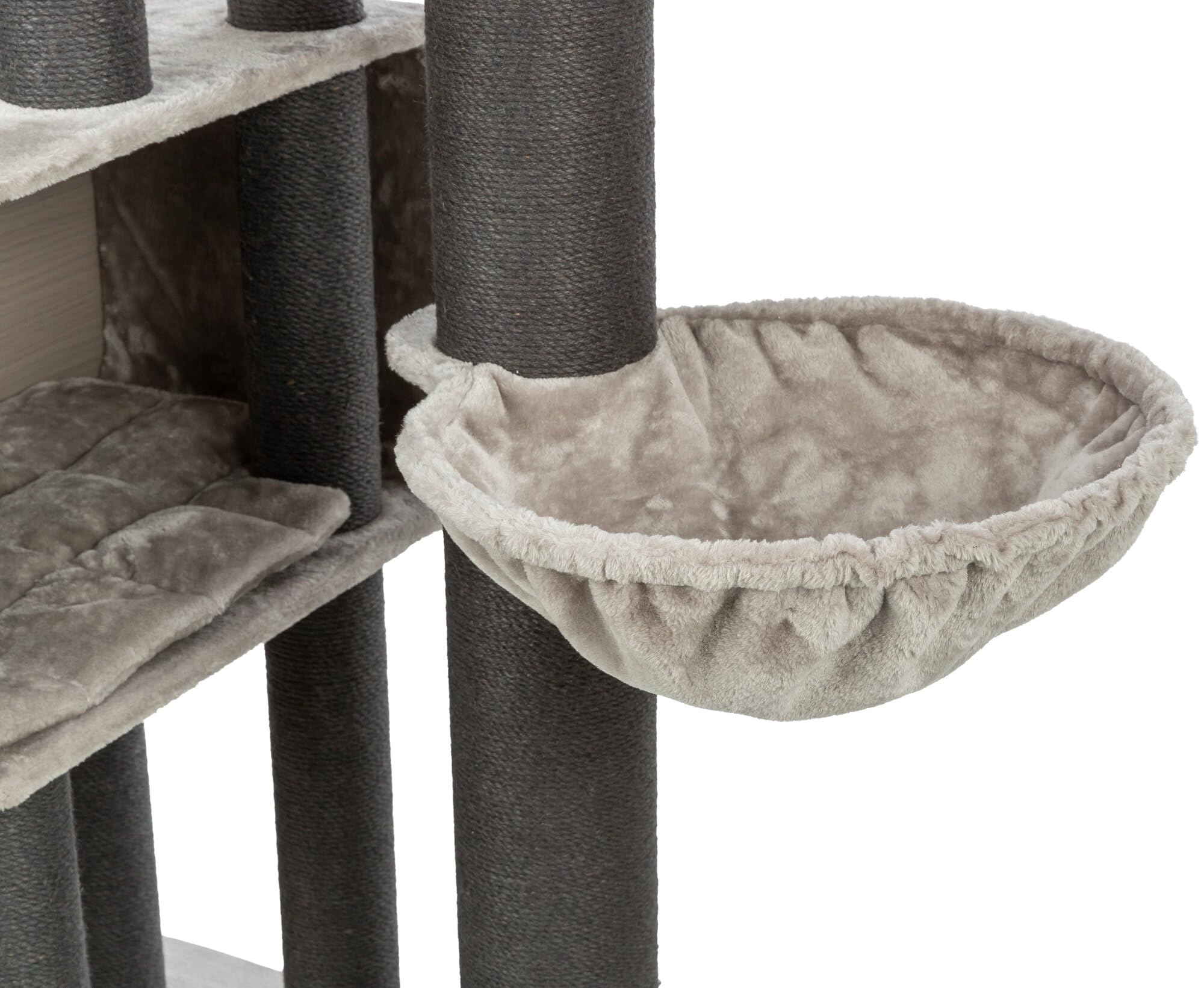 TRIXIE Albero tiragraffi Xxl Rafael – Torre per gatti grandi con condominio in peluche, 156 cm, grigio, confortevole e stabile – 48156