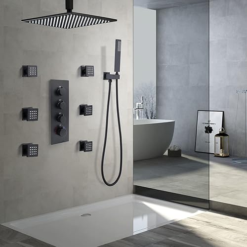 Miniatura 113 de HOMEDEC - Paquete de 6 chorros redondos de latón cepillado para masajes cuadrados de 2 pulgadas