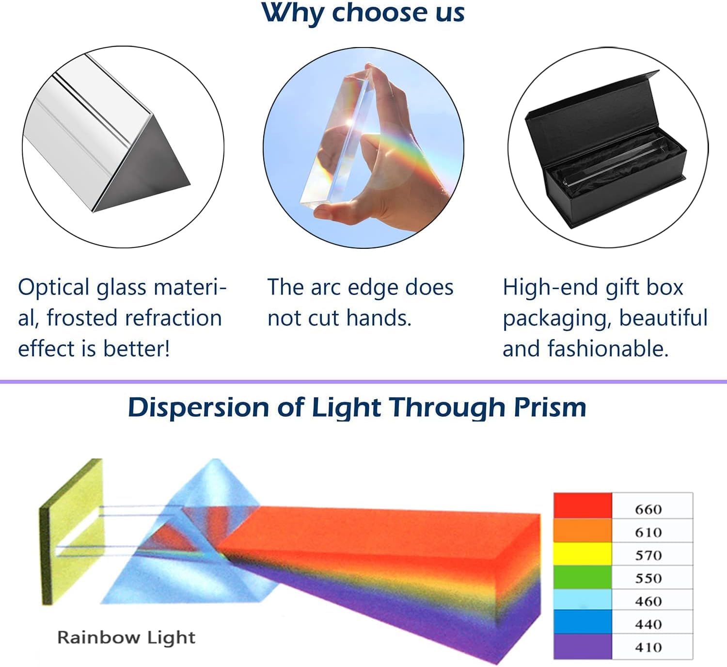 Prisma Triangolare in Cristallo K9, Prisma Ottico per Esperimenti Prisma Fotografia da 15cm con Panno per Occhiali e Confezione Regalo per Studenti, Insegnanti, Blogger di Fotografia…