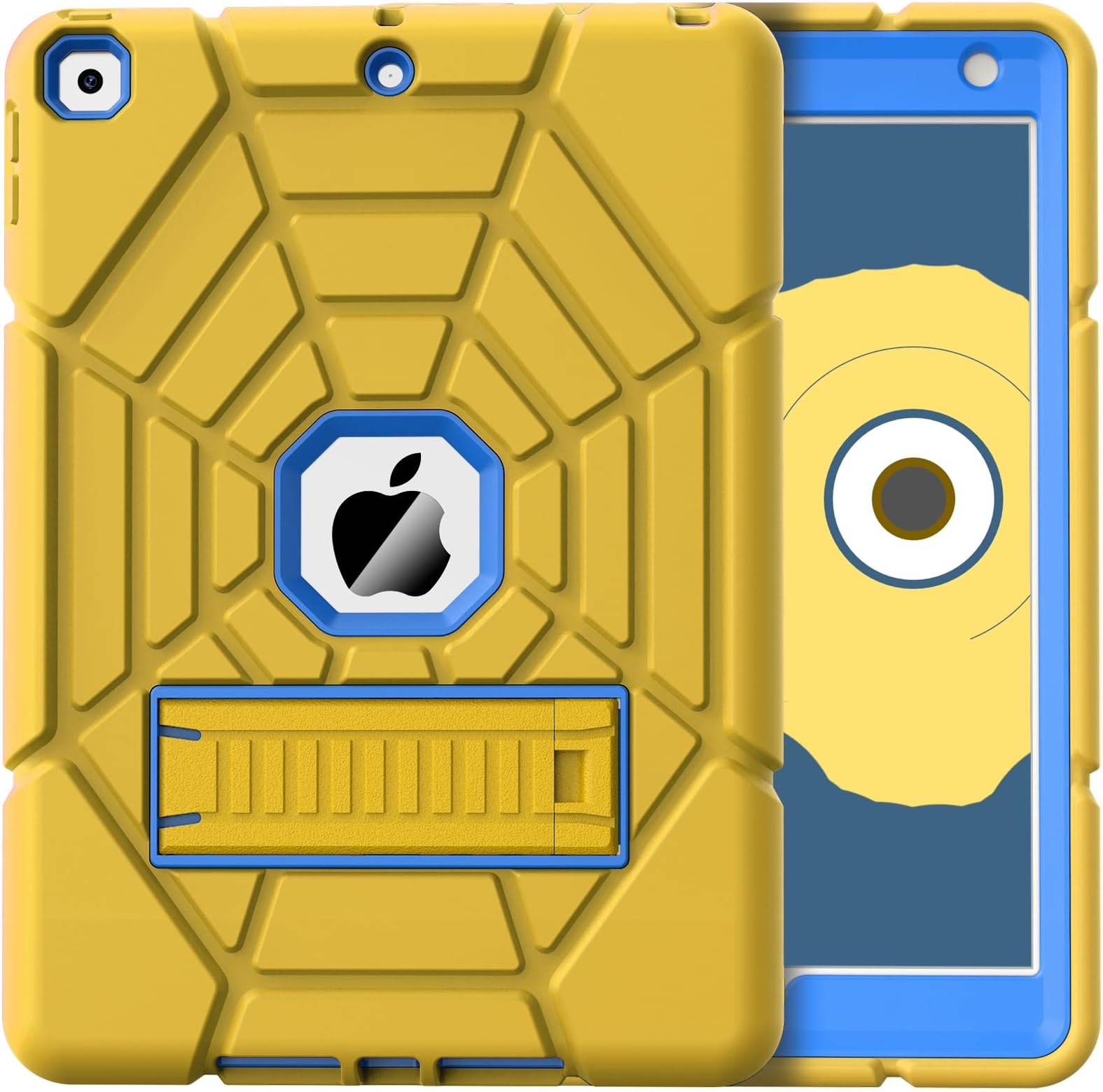 Grifobes for iPad 9th Generation Case, for iPad 8th/7th Generation Case 2021/2020/2019, Heavy Duty Rugged Protective 10.2" Cover with Stand for iPad 9 8 7 Gen 10.2 inch Kid Boy (Yellow+Blue)