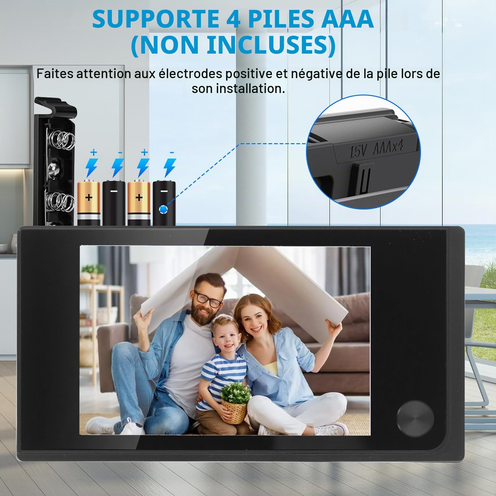 Judas vidéo 3,5" Caméra de porte Viewer Angle de vision 120° avec capteur OV HD pour la maison, sans vision nocturne Noir