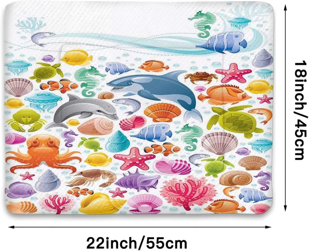 review Multicolor Thermal Pet Mat Bed Liner Diving Sea Animals with Marine Objects Ultra Soft Warm Plush Puprug Puppy Bed Cushion Tropical Animals 18