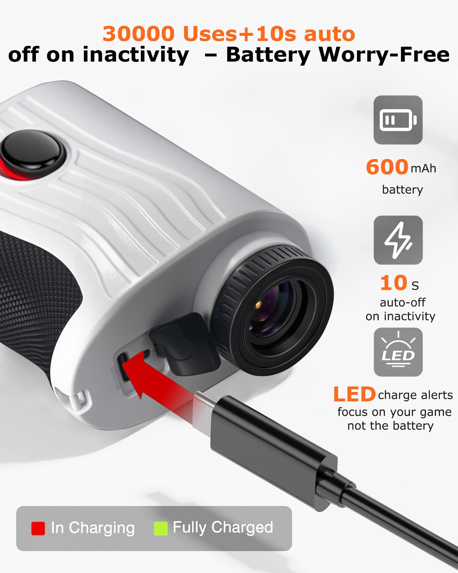 Télémètre de golf avec pente – Télémètre laser de 1 200 m avec sangle magnétique, vibration de verrouillage du mât de drapeau, grossissement 7x, étanche IPX4 rechargeable, accessoires de golf