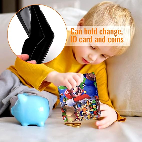 Portafoglio Per Bambini Con Motivo Cartoni Animati - Pelle PU Pieghevole Con Tasca Con Cerniera - Regalo Carino